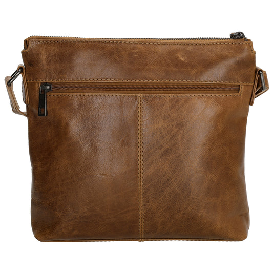 Schultertasche 25,5x23,5cm in Cognac aus Leder - leder-accessoires.com