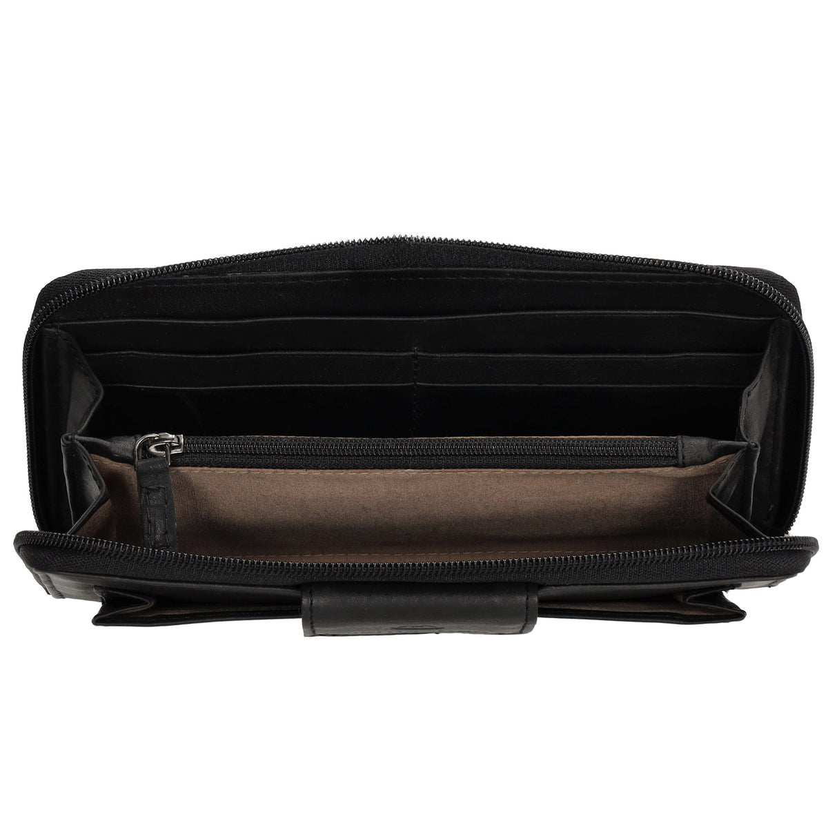 Lederbörse 19x10cm in Schwarz mit Überschlag und Druckknopf - leder-accessoires.com