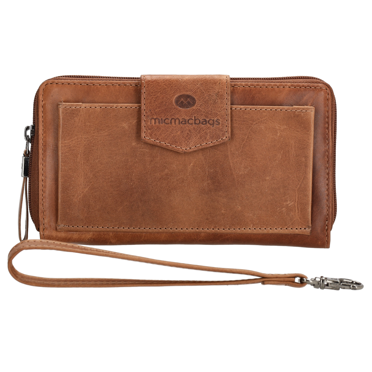 Lederbörse 19x10cm in Braun mit Überschlag und Druckknopf - leder-accessoires.com