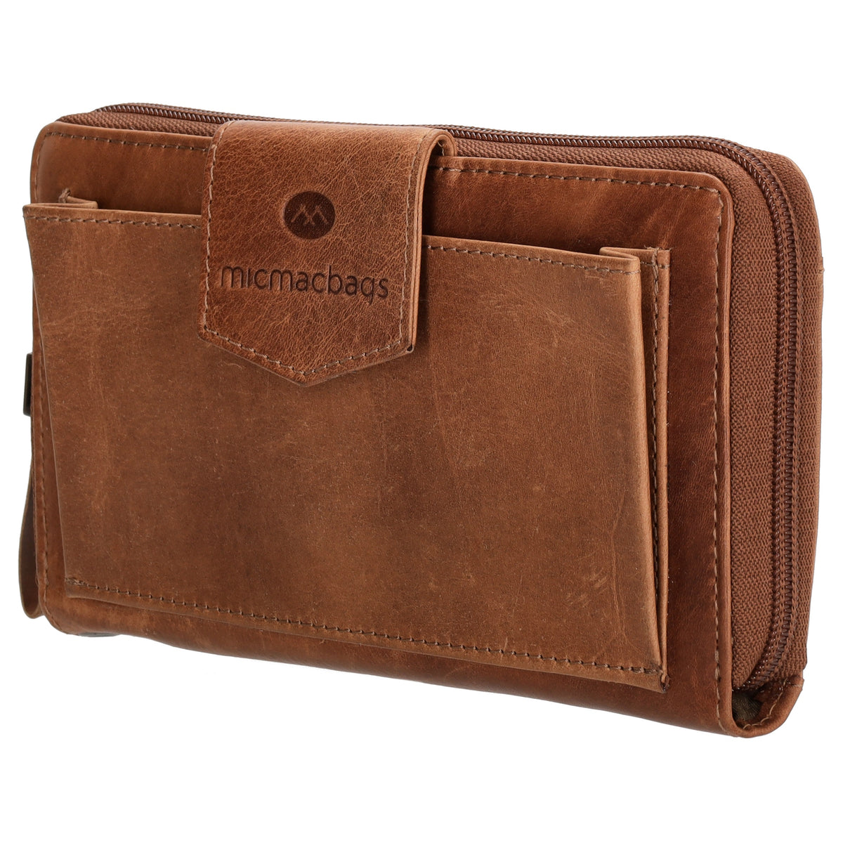 Lederbörse 19x10cm in Braun mit Überschlag und Druckknopf - leder-accessoires.com
