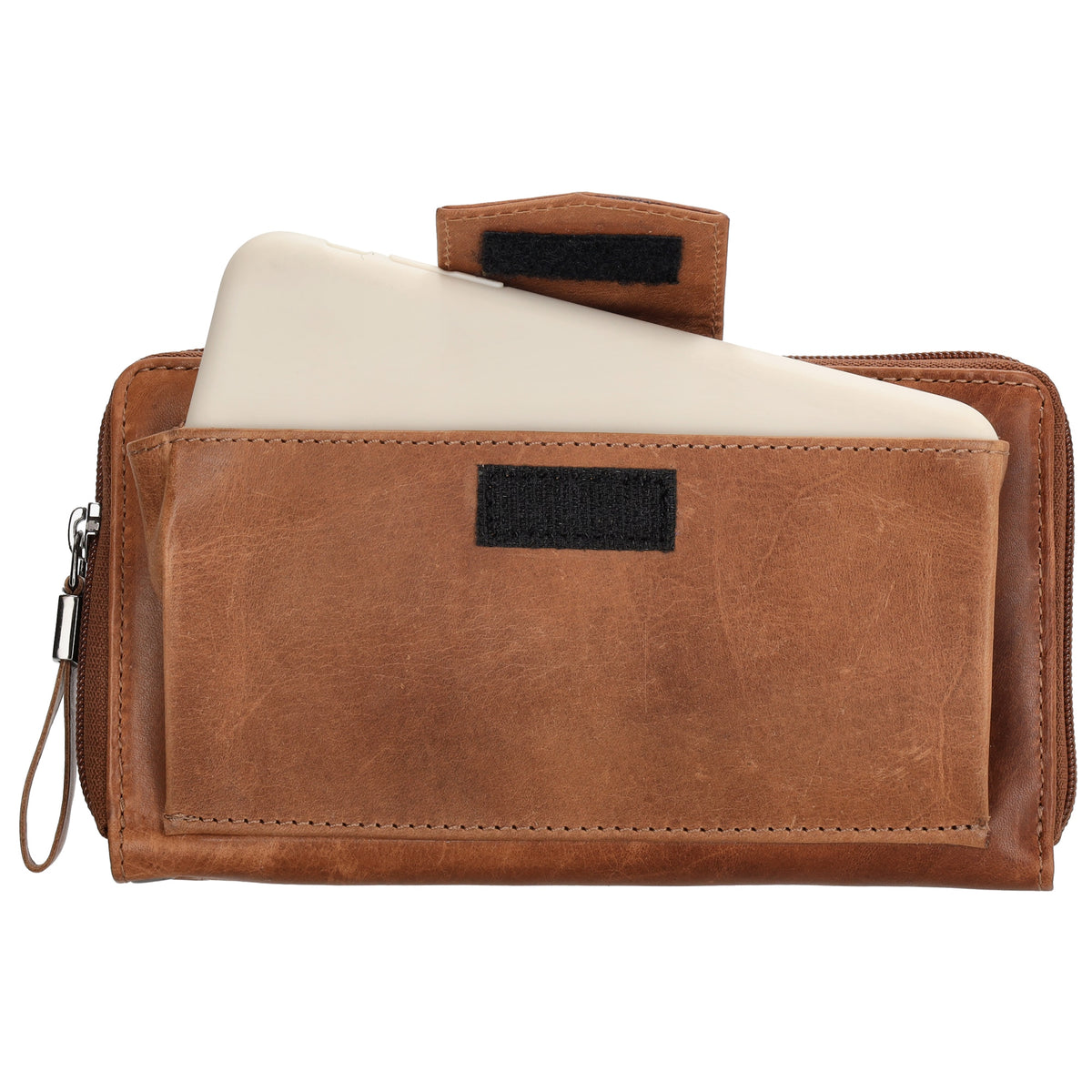Lederbörse 19x10cm in Braun mit Überschlag und Druckknopf - leder-accessoires.com