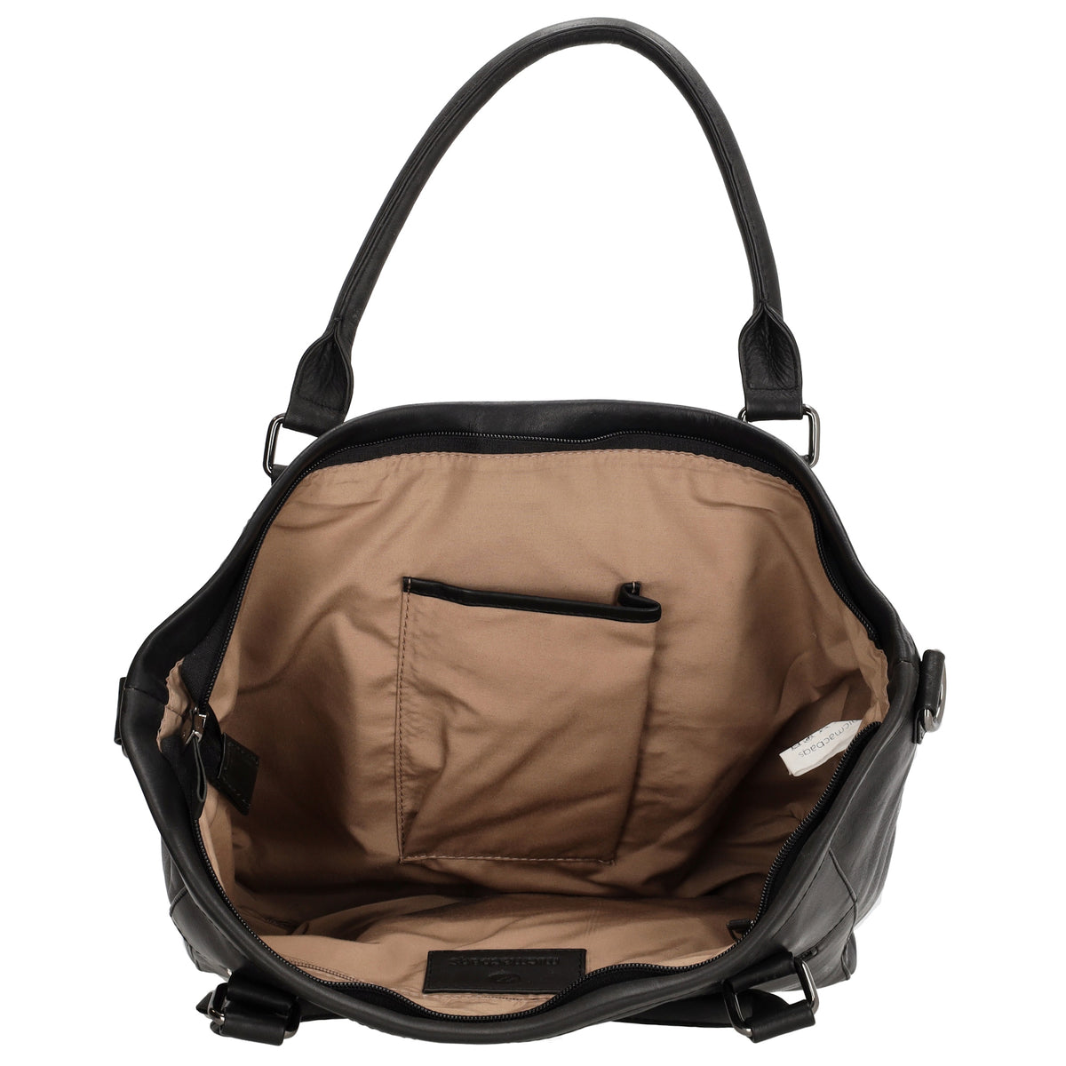Schultertasche 31 x 29cm in Schwarz aus Leder mit Reißverschluss - leder-accessoires.com