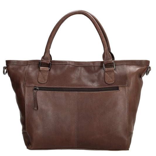 Schultertasche 31 x 29cm in Braun aus Leder mit Reißverschluss - leder-accessoires.com