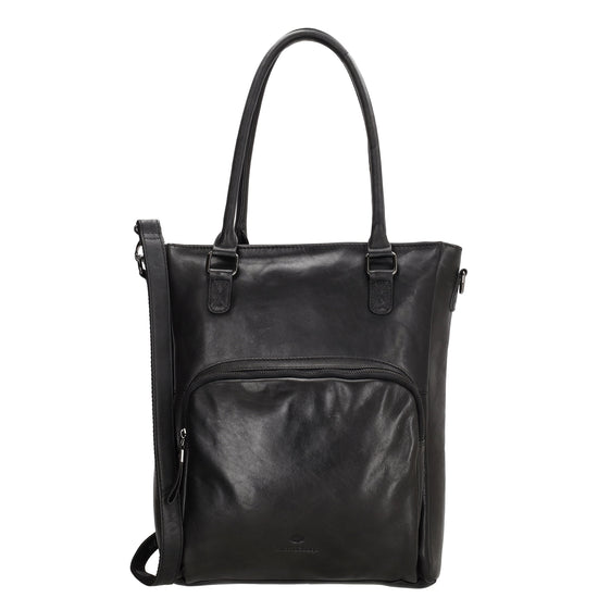 Shopper 35 x 43cm in Schwarz aus Leder mit Reißverschluss - leder-accessoires.com