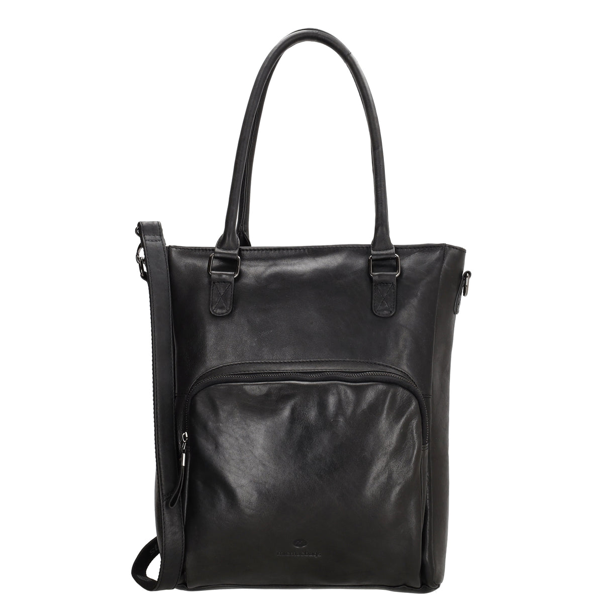 Shopper 35 x 43cm in Schwarz aus Leder mit Reißverschluss - leder-accessoires.com