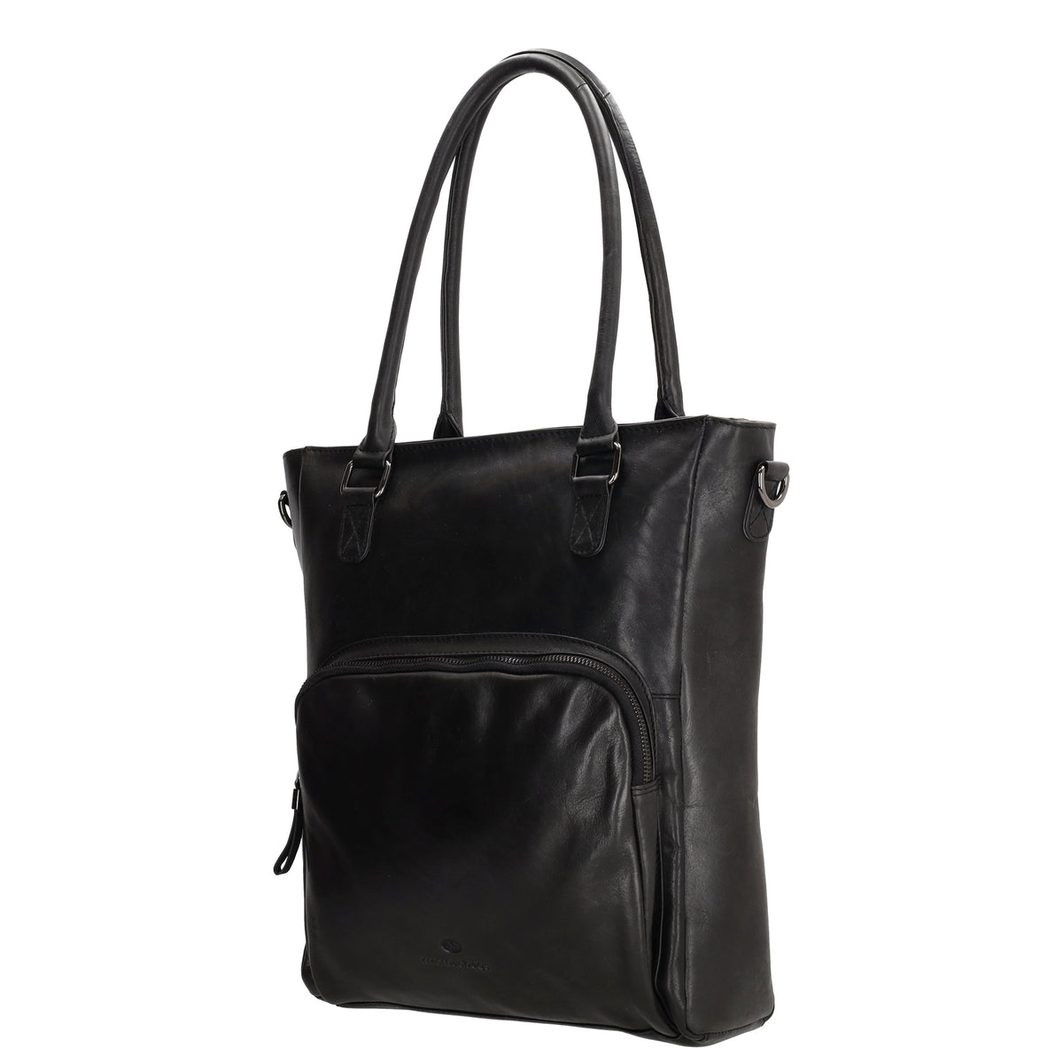 Shopper 35 x 43cm in Schwarz aus Leder mit Reißverschluss - leder-accessoires.com