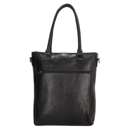 Shopper 35 x 43cm in Schwarz aus Leder mit Reißverschluss - leder-accessoires.com