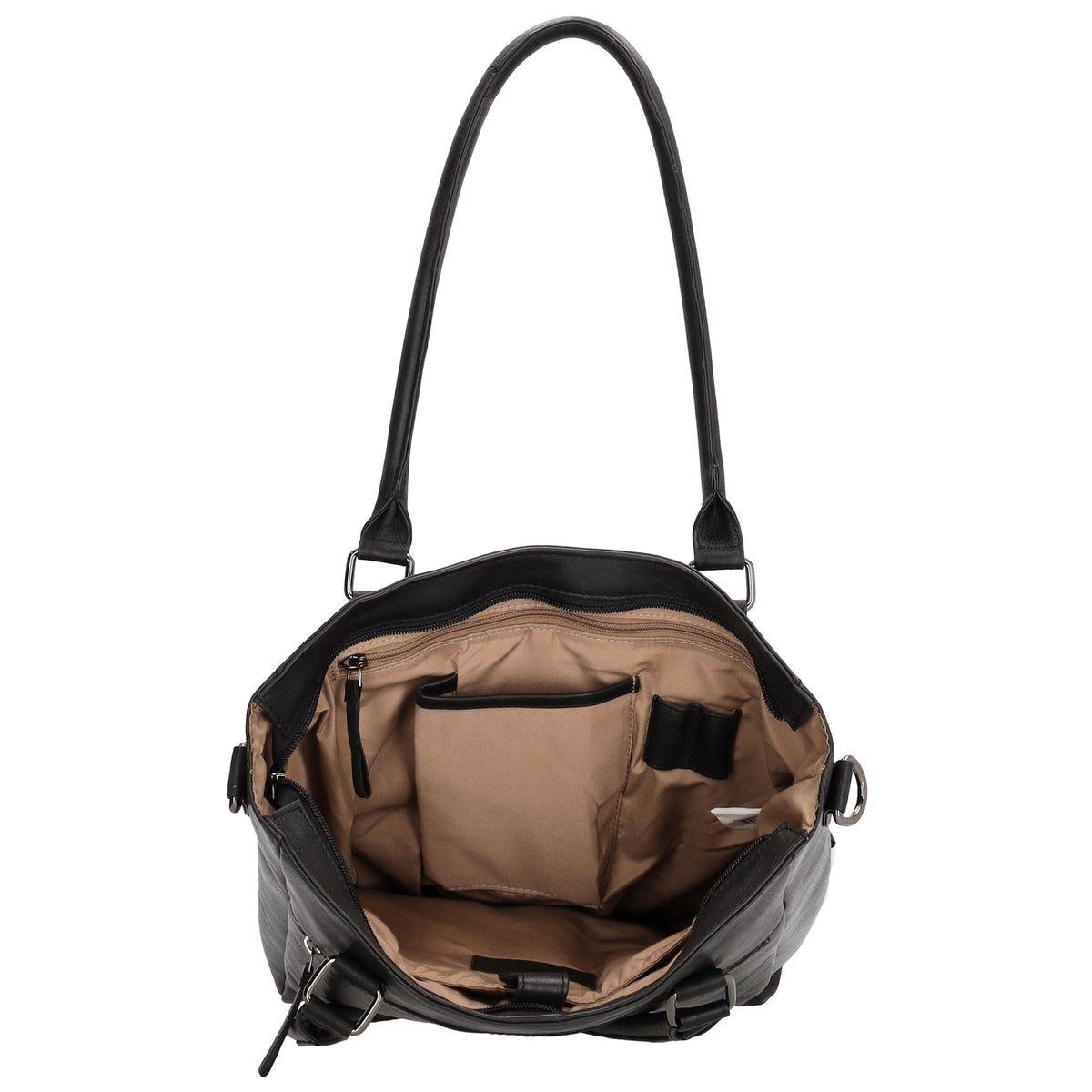 Shopper 35 x 43cm in Schwarz aus Leder mit Reißverschluss - leder-accessoires.com