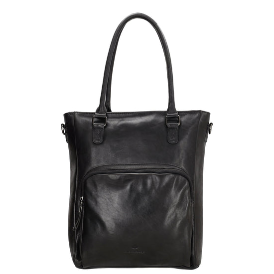 Shopper 35 x 43cm in Schwarz aus Leder mit Reißverschluss - leder-accessoires.com