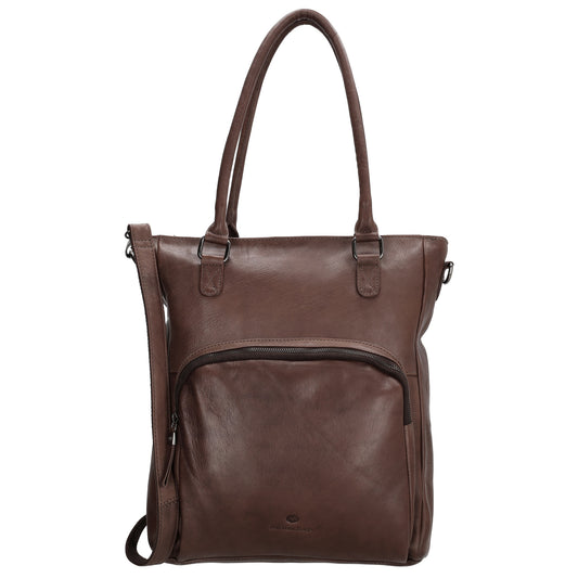 Shopper 35 x 43cm in Braun aus Leder mit Reißverschluss - leder-accessoires.com