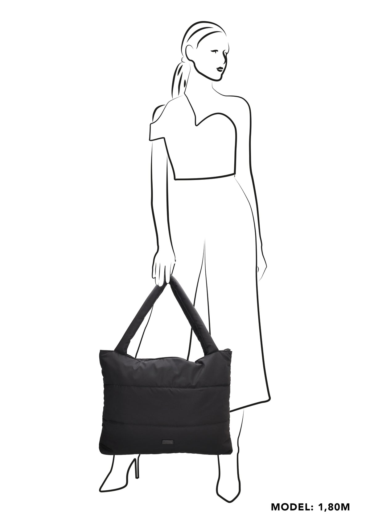 Shopper 55x40cm Schwarz aus Nylon|Polyester - leder-accessoires.com