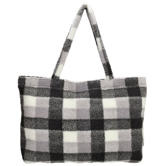 Teddytasche 60x36cm in Schwarz|Weiß Karo - leder-accessoires.com