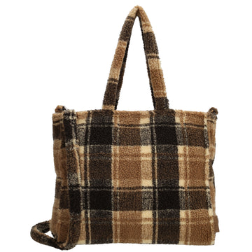 Teddytasche 38x22cm in Braun|Beige Karo - leder-accessoires.com