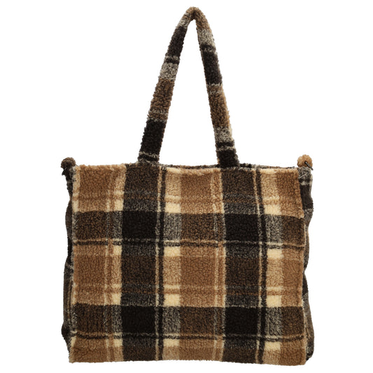 Teddytasche 38x22cm in Braun|Beige Karo - leder-accessoires.com