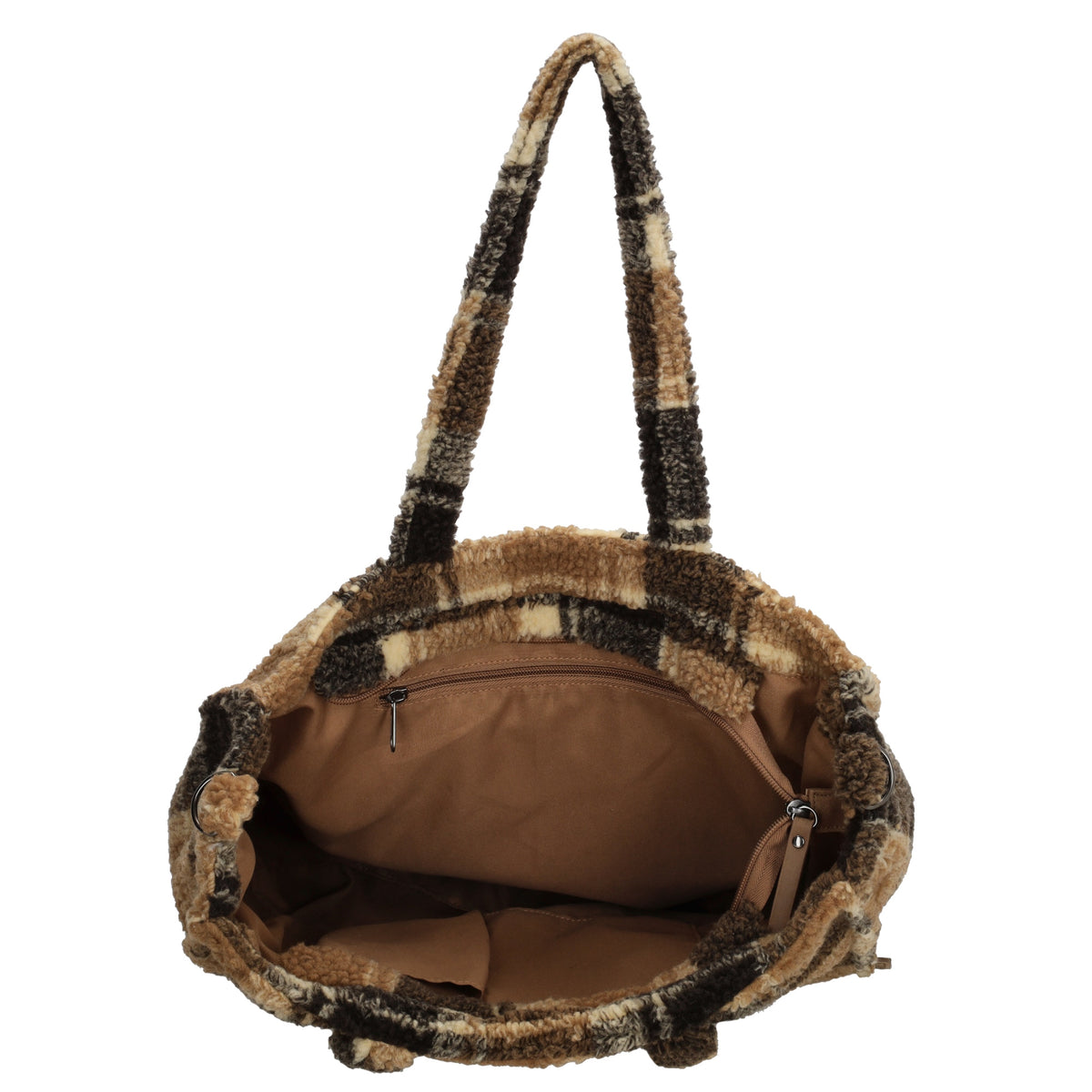 Teddytasche 38x22cm in Braun|Beige Karo - leder-accessoires.com