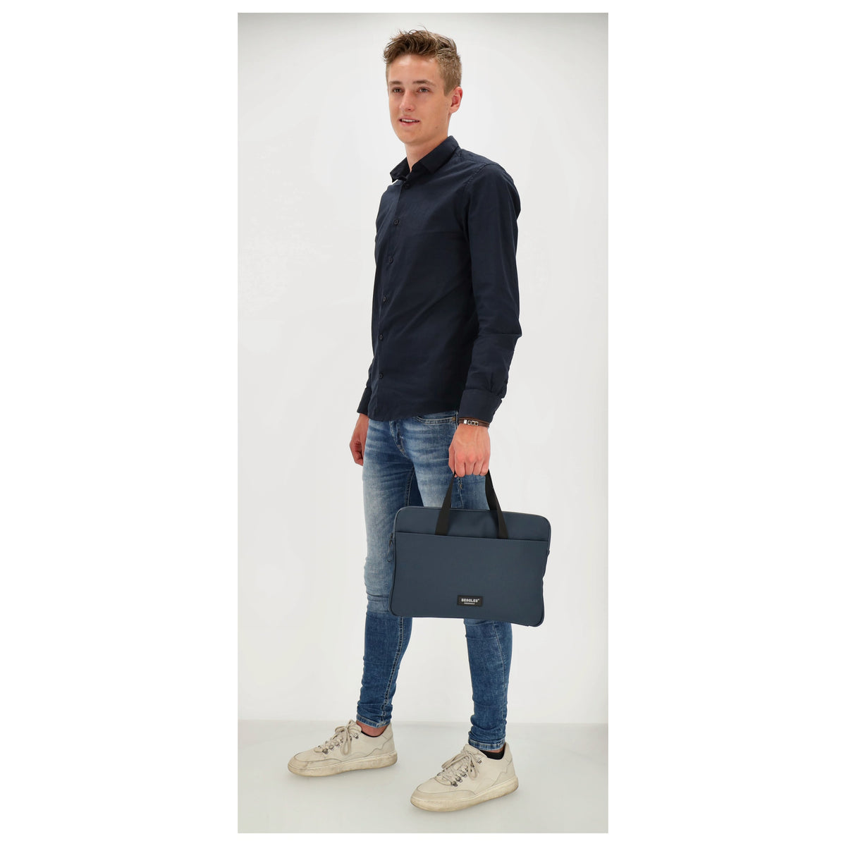 Businesstasche 34,5 x 24cm in Blau|Marine aus Polyester mit Reißverschluss - leder-accessoires.com