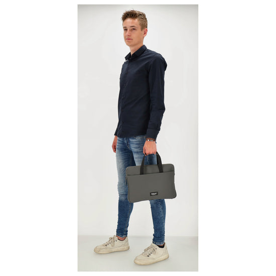 Businesstasche 34,5 x 24cm in Grau|Anthrazite aus Polyester mit Reißverschluss - leder-accessoires.com