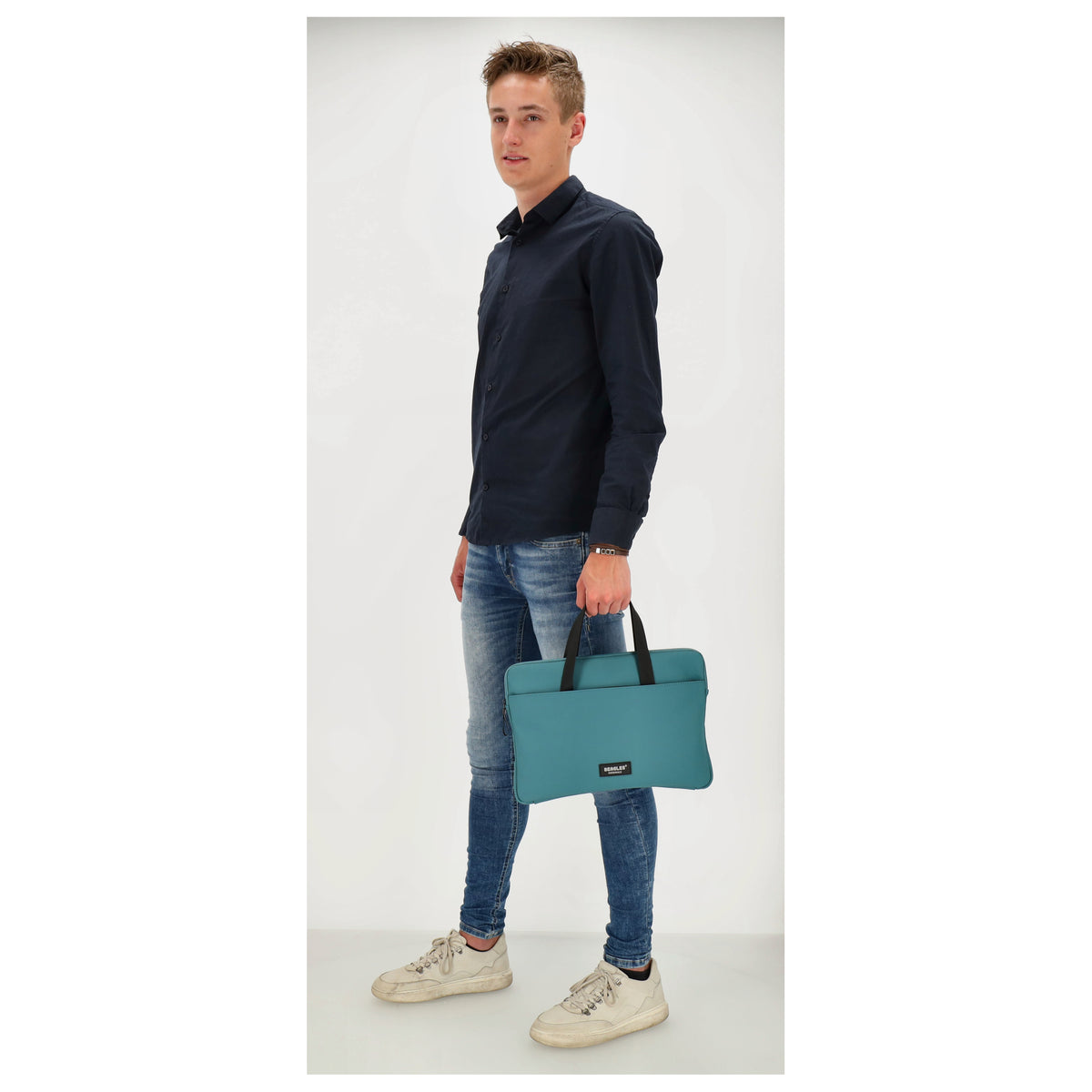 Businesstasche 34,5 x 24cm in Petrol aus Polyester mit Reißverschluss - leder-accessoires.com