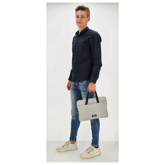 Businesstasche 34,5 x 24cm in Hellgrau aus Polyester mit Reißverschluss - leder-accessoires.com