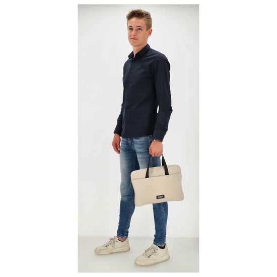 Businesstasche 34,5 x 24cm in Beige aus Polyester mit Reißverschluss - leder-accessoires.com