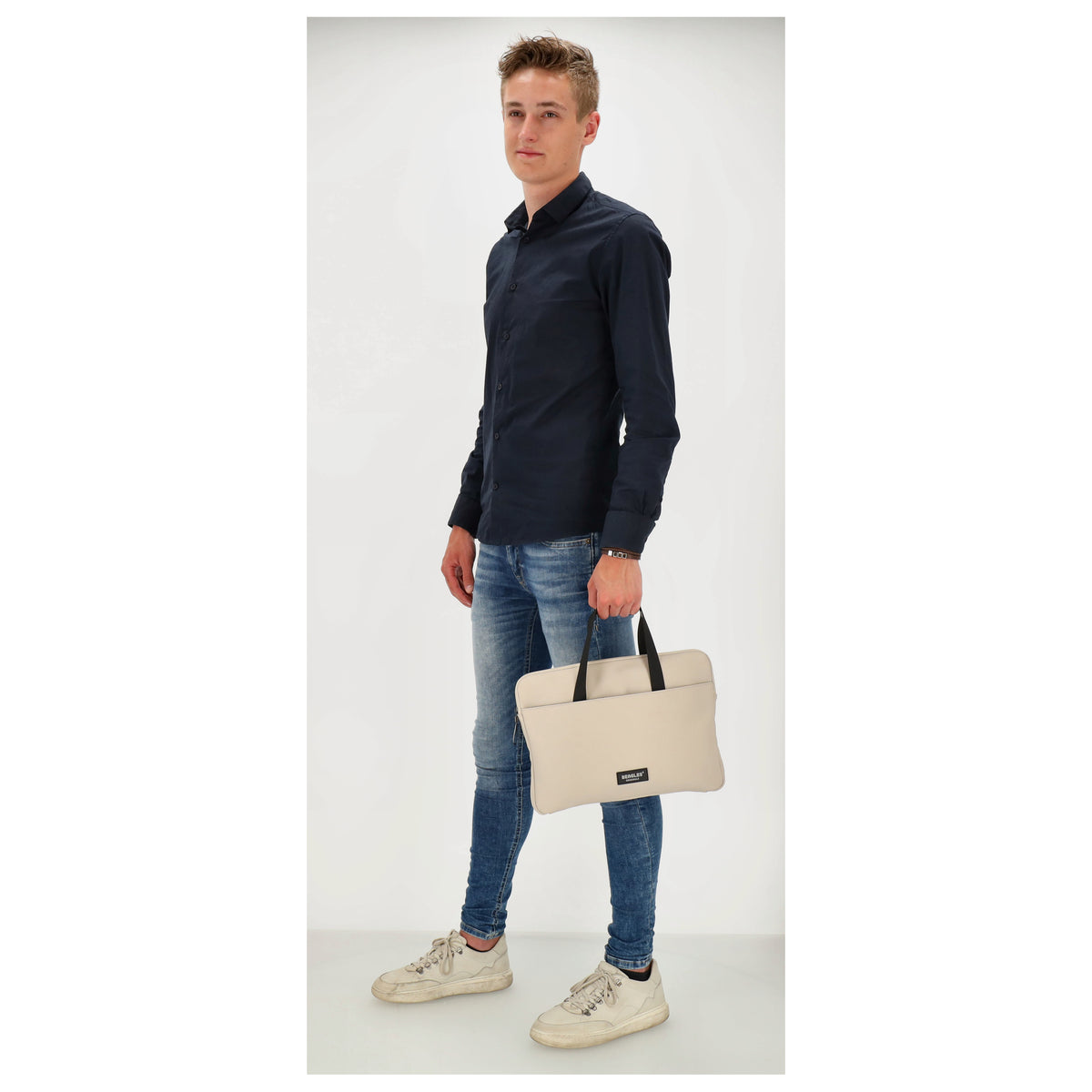 Businesstasche 34,5 x 24cm in Beige aus Polyester mit Reißverschluss - leder-accessoires.com