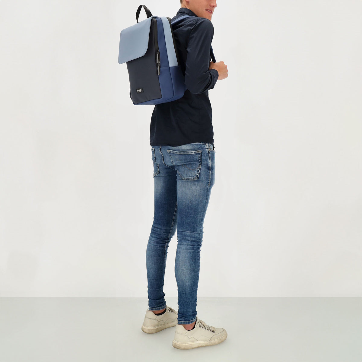 Rucksack 38x28x12 in Marine|Blau Multi mit Überschlag - leder-accessoires.com