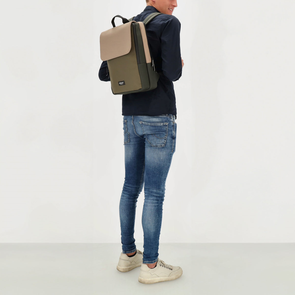 Rucksack 38x28x12 in Olivgrün Multi mit Überschlag - leder-accessoires.com
