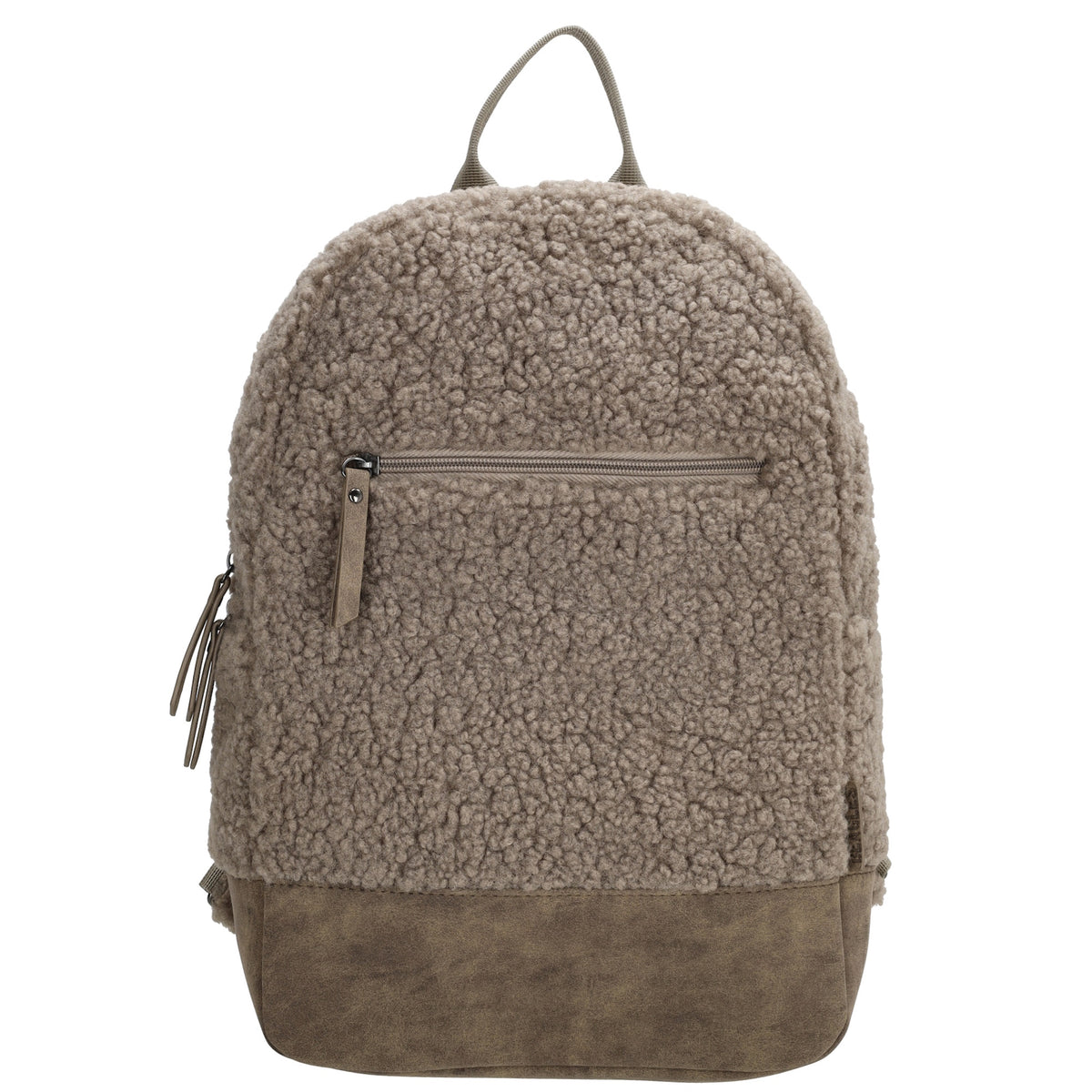 Teddyrucksack 25,5x36cm in Taupe mit Reißverschluss - leder-accessoires.com