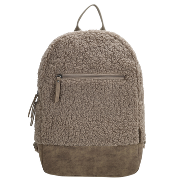 Teddyrucksack 25,5x36cm in Taupe mit Reißverschluss - leder-accessoires.com