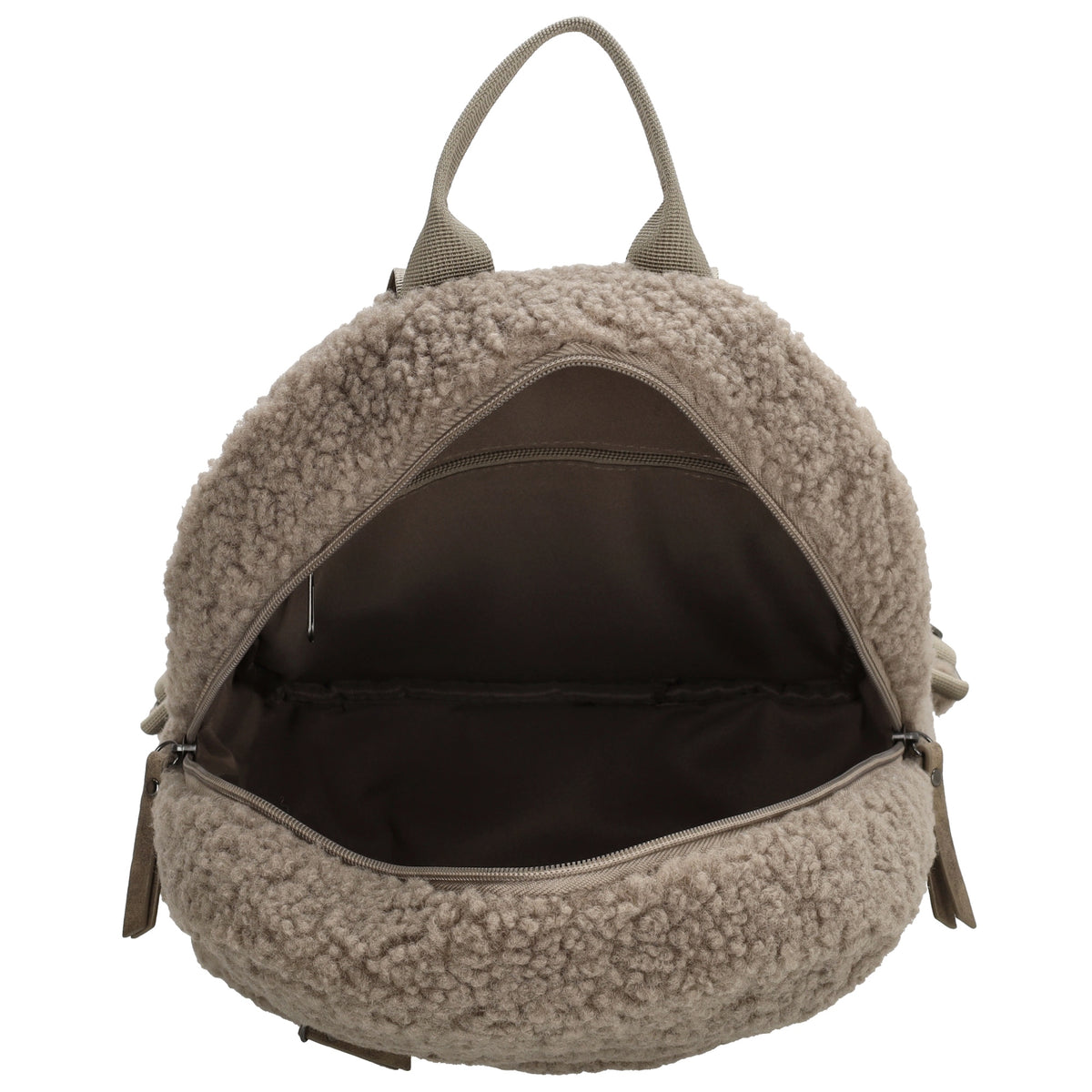 Teddyrucksack 25,5x36cm in Taupe mit Reißverschluss - leder-accessoires.com