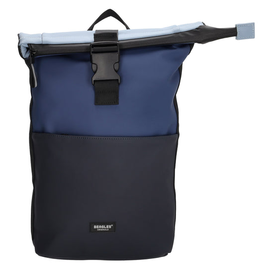 Rolltop-Rucksack 28x42cm in Blau mit Reißverschluss und Steckfach - leder-accessoires.com