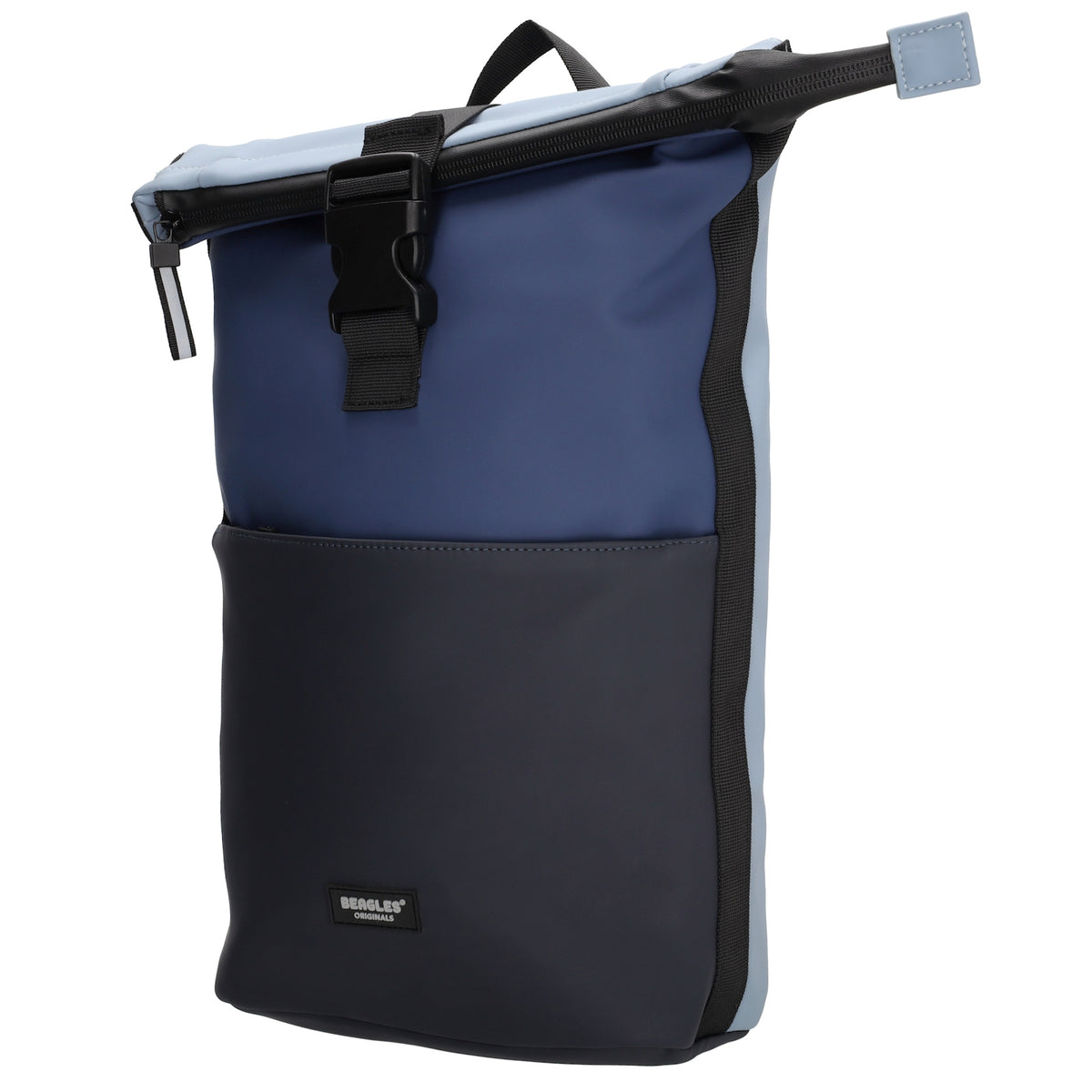 Rolltop-Rucksack 28x42cm in Blau mit Reißverschluss und Steckfach - leder-accessoires.com