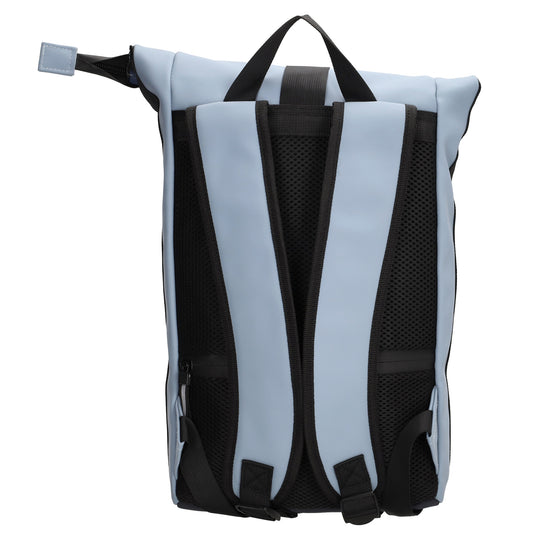 Rolltop-Rucksack 28x42cm in Blau mit Reißverschluss und Steckfach - leder-accessoires.com