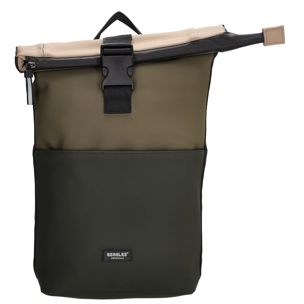 Rolltoprucksack 42x28x10cm in Olive|Khaki Multicolor mit Klickverschluss - leder-accessoires.com