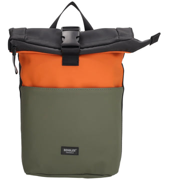 Rolltop-Rucksack 28x42cm in Orange mit Reißverschluss und Steckfach - leder-accessoires.com