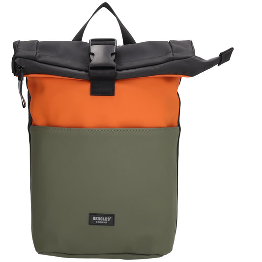 Rolltop-Rucksack 28x42cm in Orange mit Reißverschluss und Steckfach - leder-accessoires.com