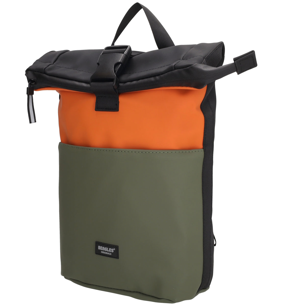 Rolltop-Rucksack 28x42cm in Orange mit Reißverschluss und Steckfach - leder-accessoires.com