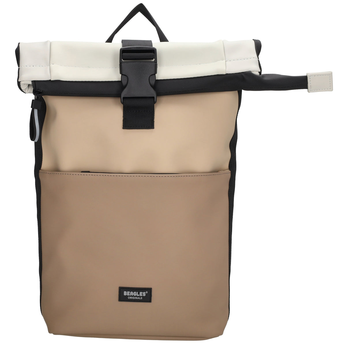 Rolltop-Rucksack 28x42cm in Beige mit Reißverschluss und Steckfach - leder-accessoires.com