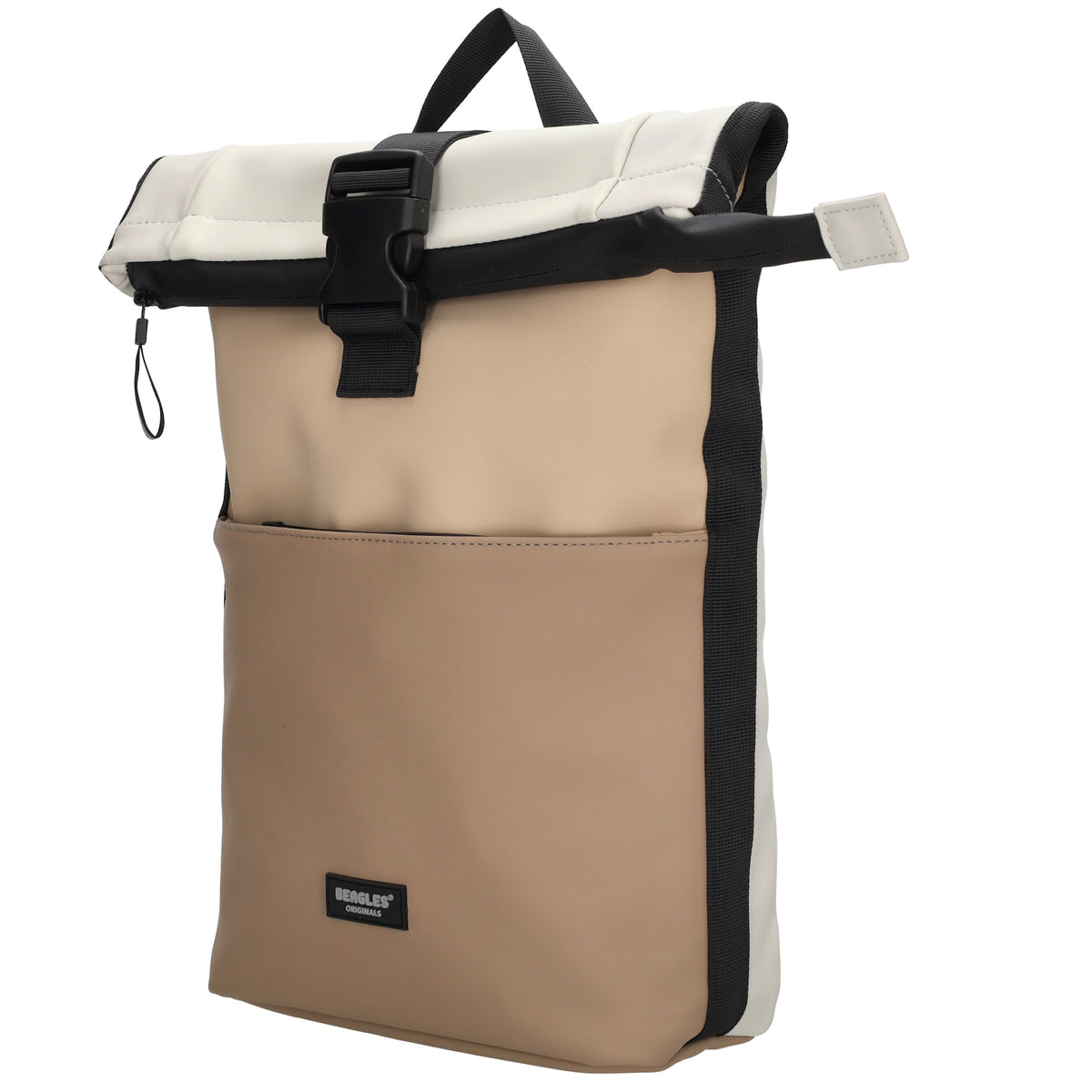 Rolltop-Rucksack 28x42cm in Beige mit Reißverschluss und Steckfach - leder-accessoires.com