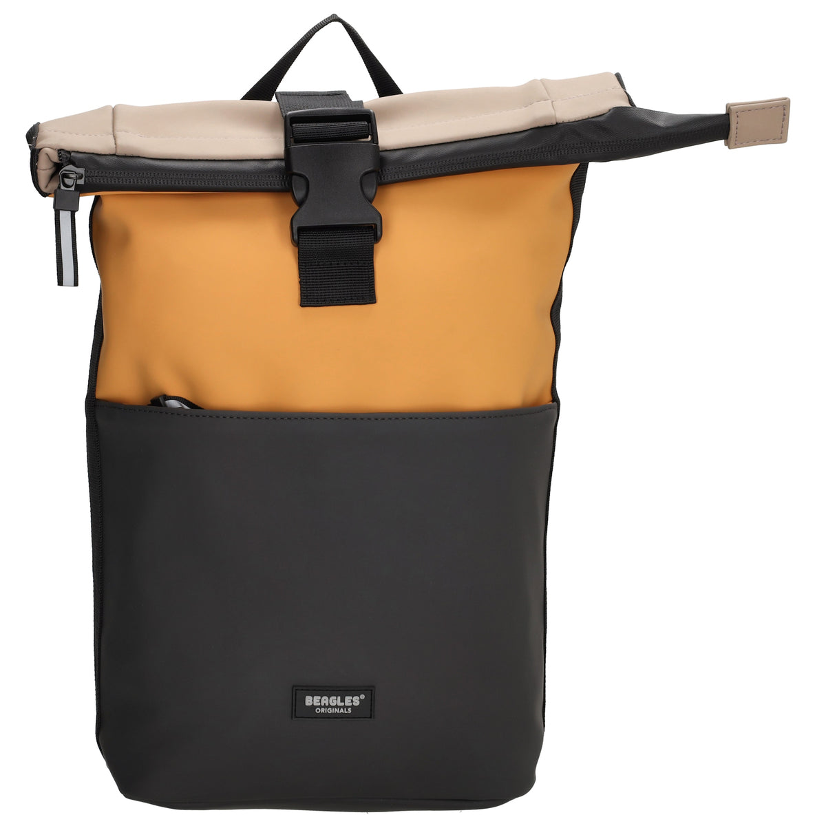 Rolltop-Rucksack 28x42cm in Ockergelb mit Reißverschluss und Steckfach - leder-accessoires.com