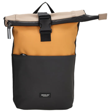 Rolltop-Rucksack 28x42cm in Ockergelb mit Reißverschluss und Steckfach - leder-accessoires.com