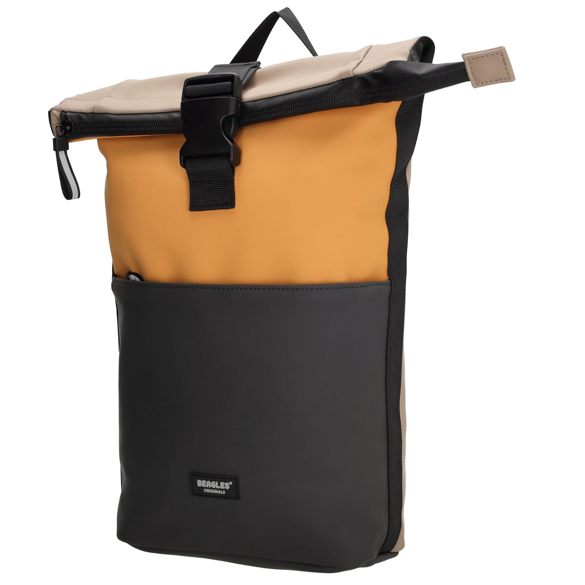 Rolltop-Rucksack 28x42cm in Ockergelb mit Reißverschluss und Steckfach - leder-accessoires.com