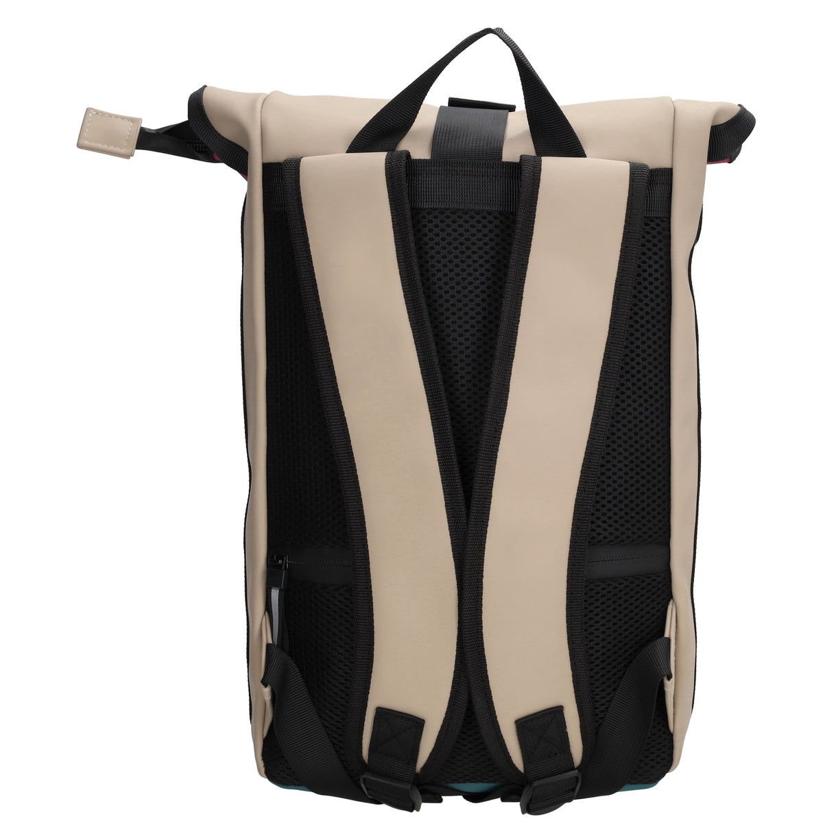 Rolltoprucksack 42x28x10cm in Pink|Petrol Multicolor mit Klickverschluss - leder-accessoires.com
