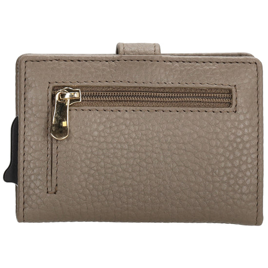 Kartenetui| Safty Wallet 7x10cm in Taupe mit Druckknopf - leder-accessoires.com