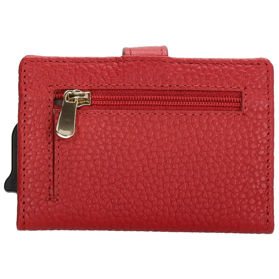 Kartenetui| Safty Wallet 7x10cm in Rot mit Druckknopf - leder-accessoires.com