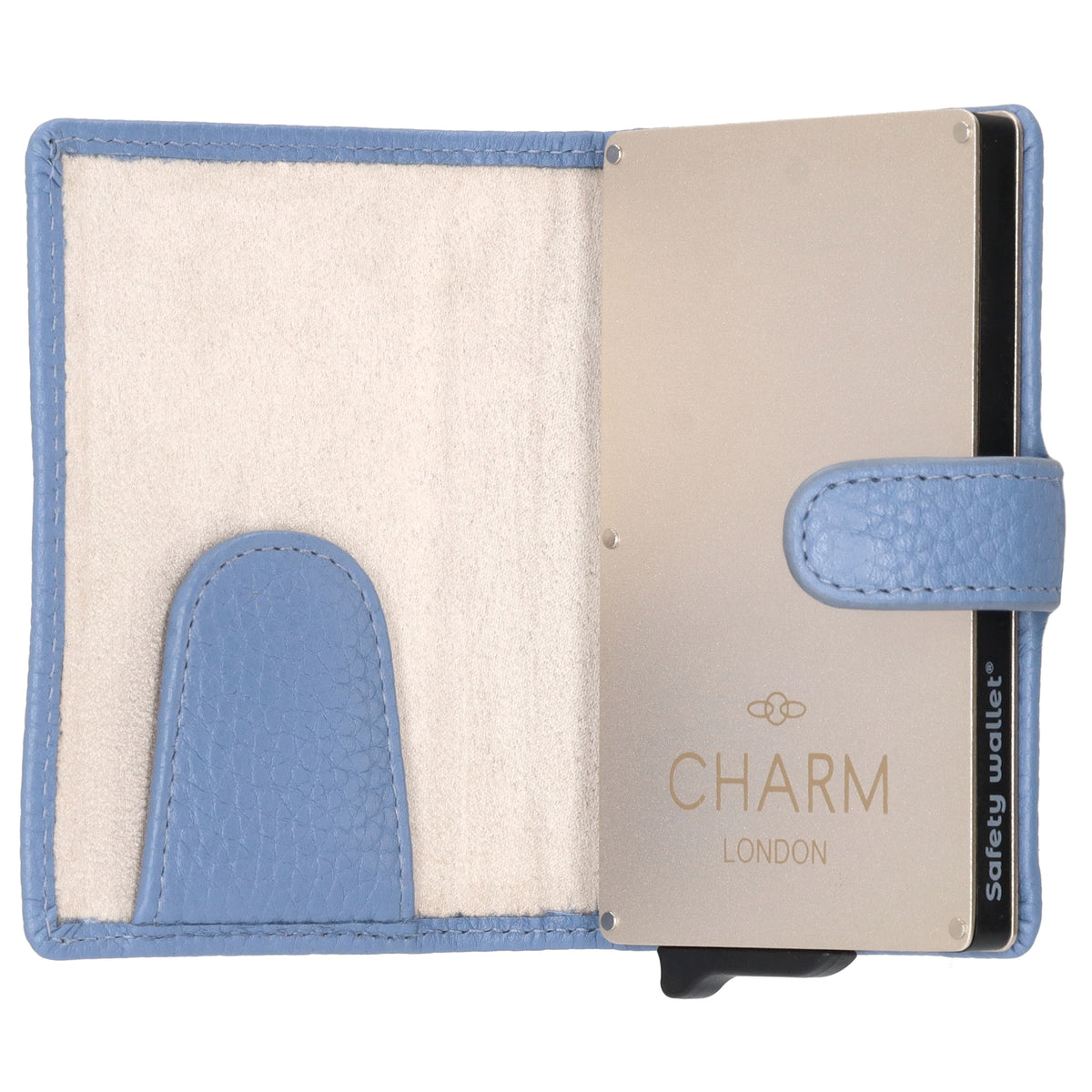 Kartenetui| Safty Wallet 7x10cm in Jeansblau mit Druckknopf - leder-accessoires.com