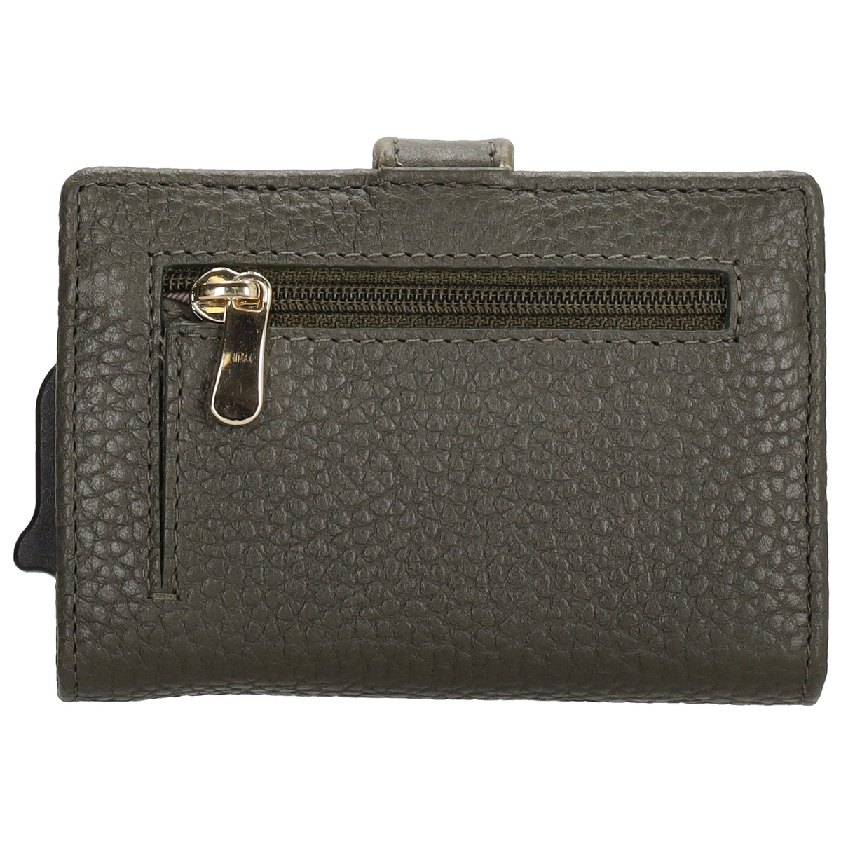 Kartenetui| Safty Wallet 7x10cm in Dunkelgrün mit Druckknopf - leder-accessoires.com