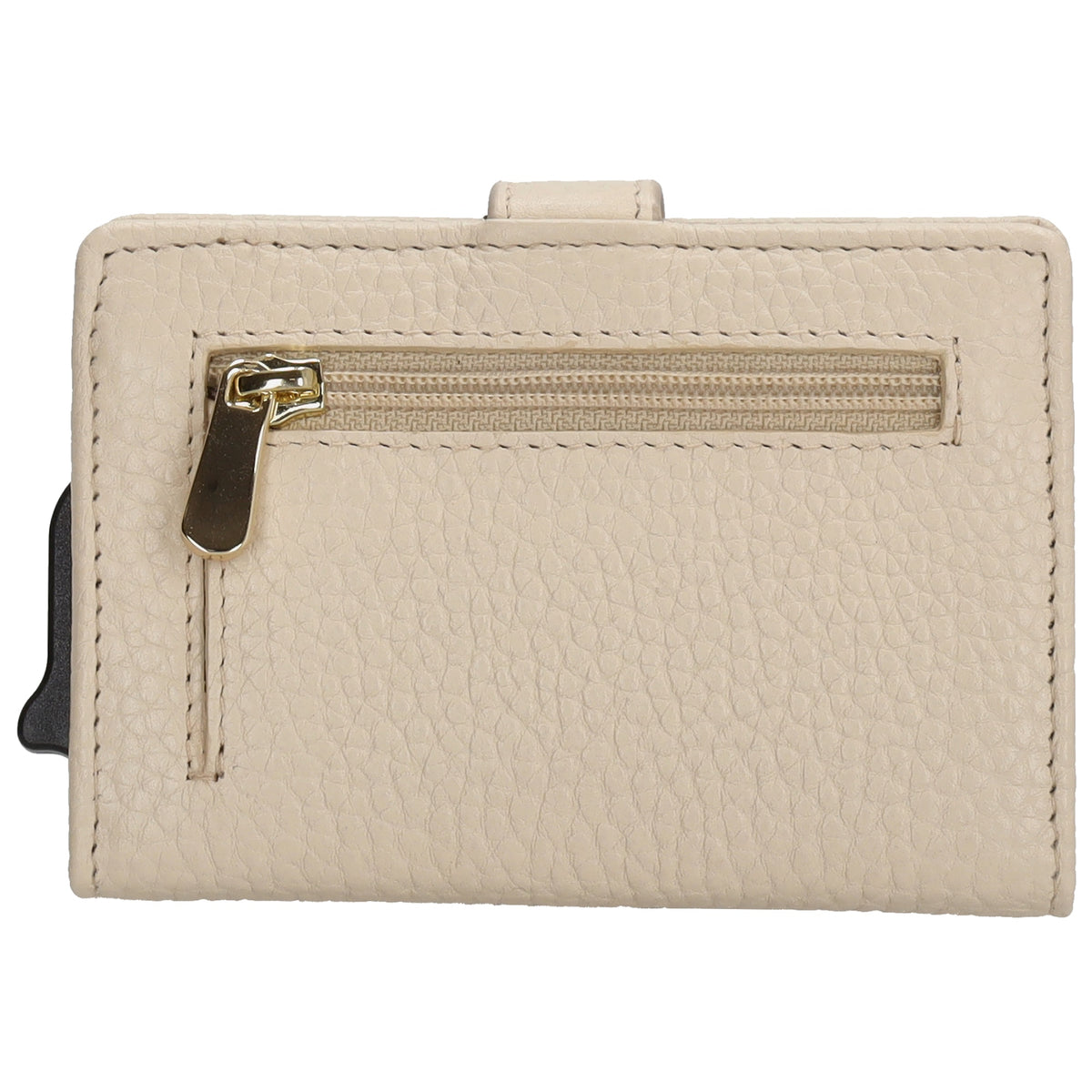 Kartenetui| Safty Wallet 7x10cm in Creme mit Druckknopf - leder-accessoires.com