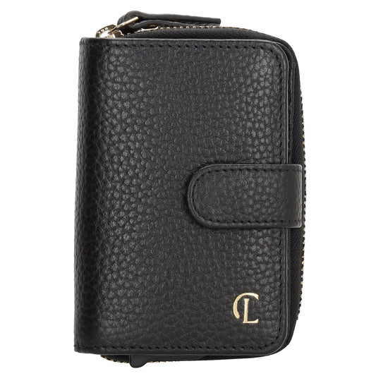Kartenetui| Safty Wallet 11x7cm in Schwarz und Rundumreißverschluss - leder-accessoires.com