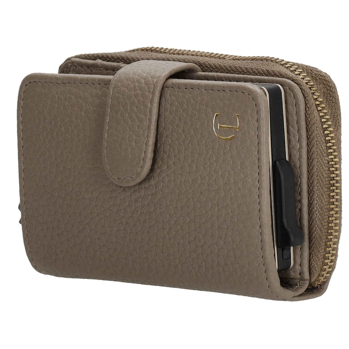 Kartenetui| Safty Wallet 11x7cm in Taupe und Rundumreißverschluss - leder-accessoires.com